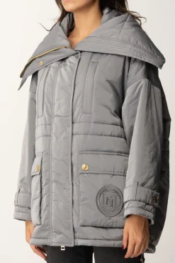 Elisabetta Franchi Piumino Stile Aviatore In Nylon SatinSTEEL