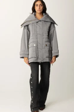 Elisabetta Franchi Piumino Stile Aviatore In Nylon SatinSTEEL