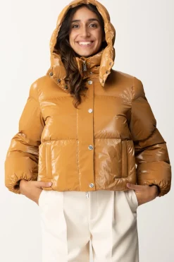 Elisabetta Franchi Piumino Crop In Nylon Effetto MetallizzatoBRONZE