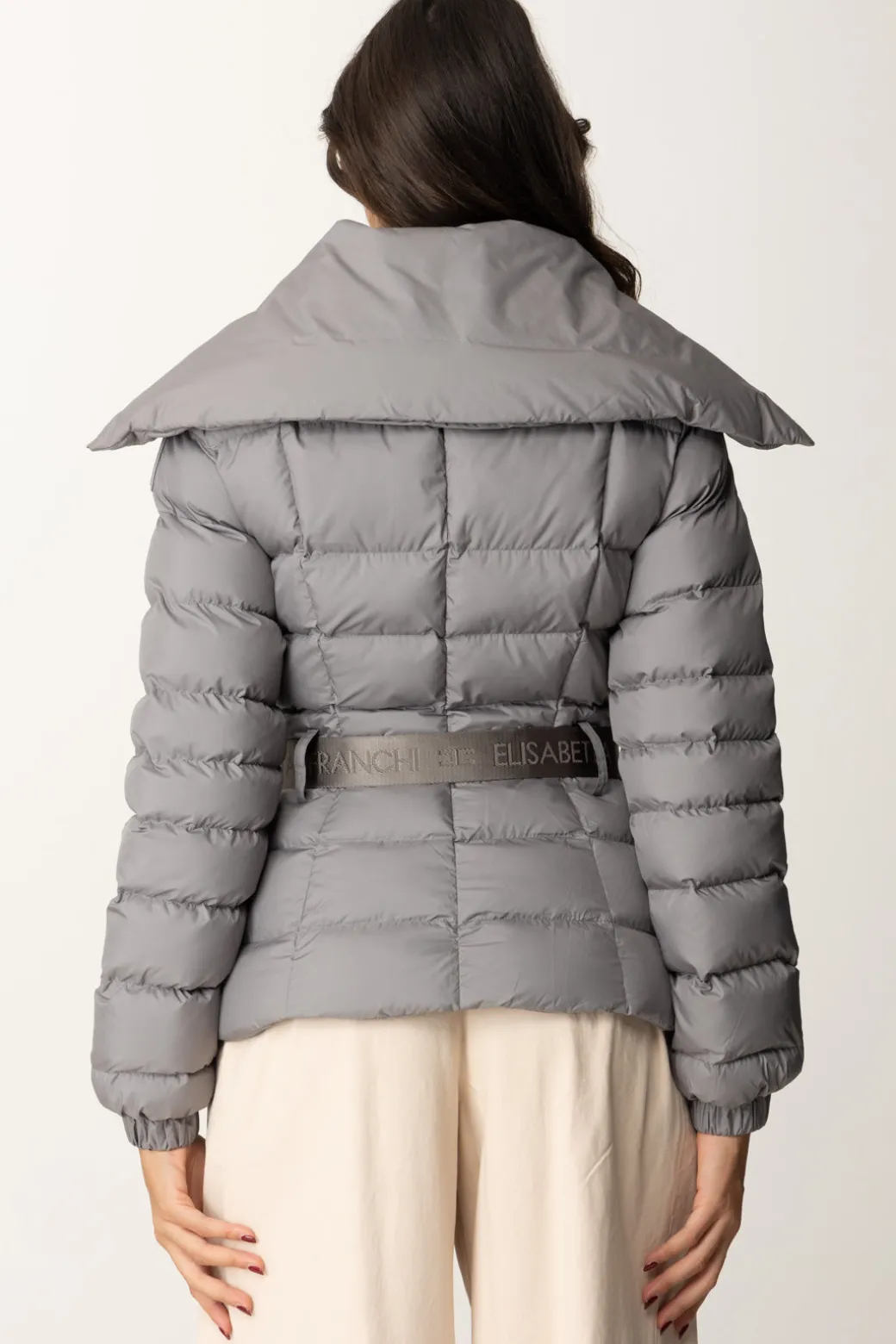 Elisabetta Franchi Piumino con Cintura e Maxi CollettoSTEEL