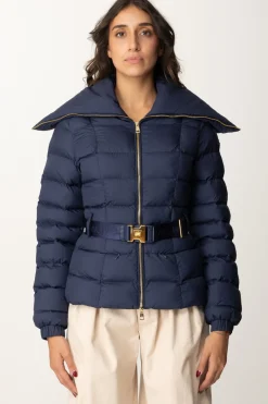 Elisabetta Franchi Piumino con Cintura e Maxi CollettoNAVY