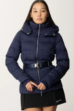 Elisabetta Franchi Piumino In Nylon Jacquard con CinturaaNAVY