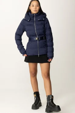 Elisabetta Franchi Piumino In Nylon Jacquard con CinturaaNAVY
