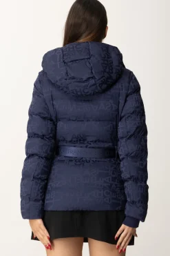 Elisabetta Franchi Piumino In Nylon Jacquard con CinturaaNAVY