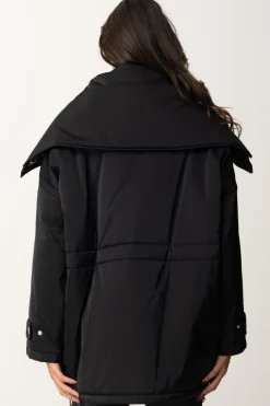 Elisabetta Franchi Piumino Stile Aviatore In Nylon SatinNERO