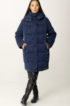 Elisabetta Franchi Piumino Lungo In Nylon SatinNAVY