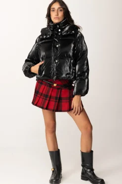 Elisabetta Franchi Piumino Crop In Nylon Effetto MetallizzatoNERO