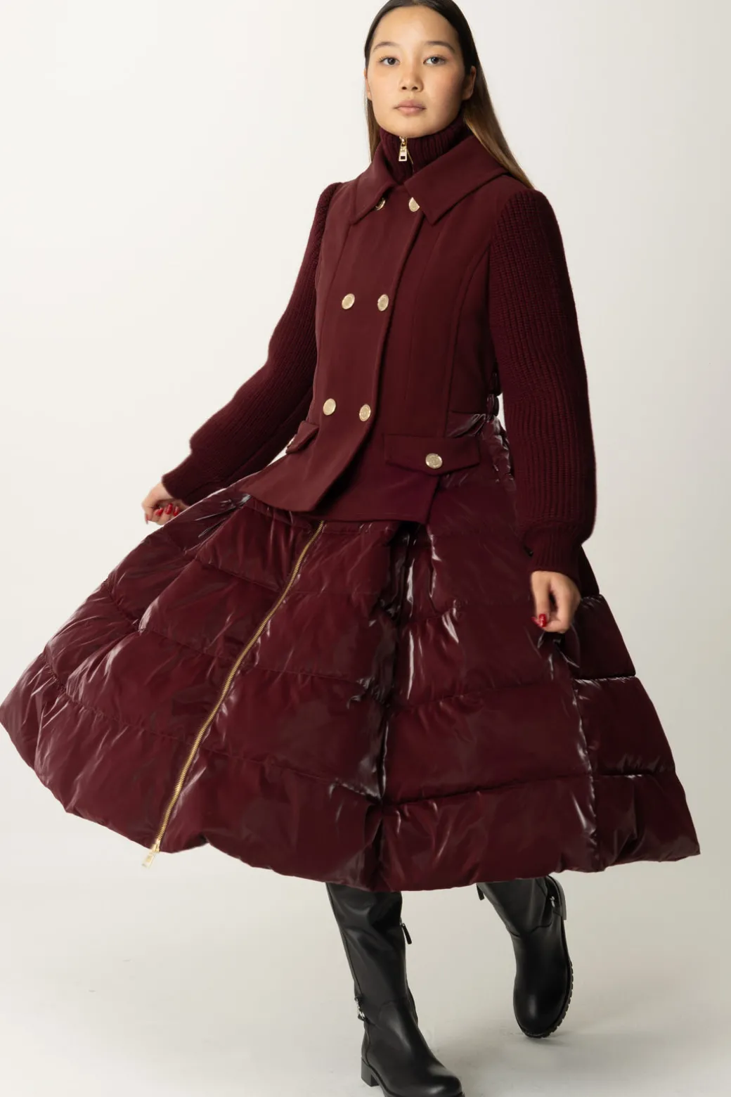 Elisabetta Franchi Piumino con Gonna a RuotaROUGE NOIR