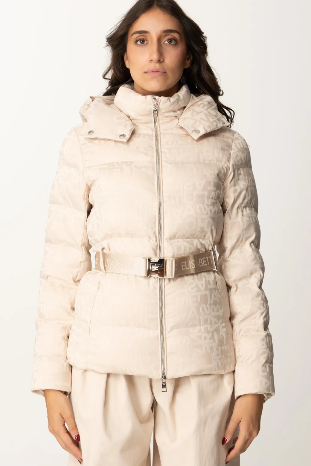 Elisabetta Franchi Piumino In Nylon Jacquard con CinturaLATTICE