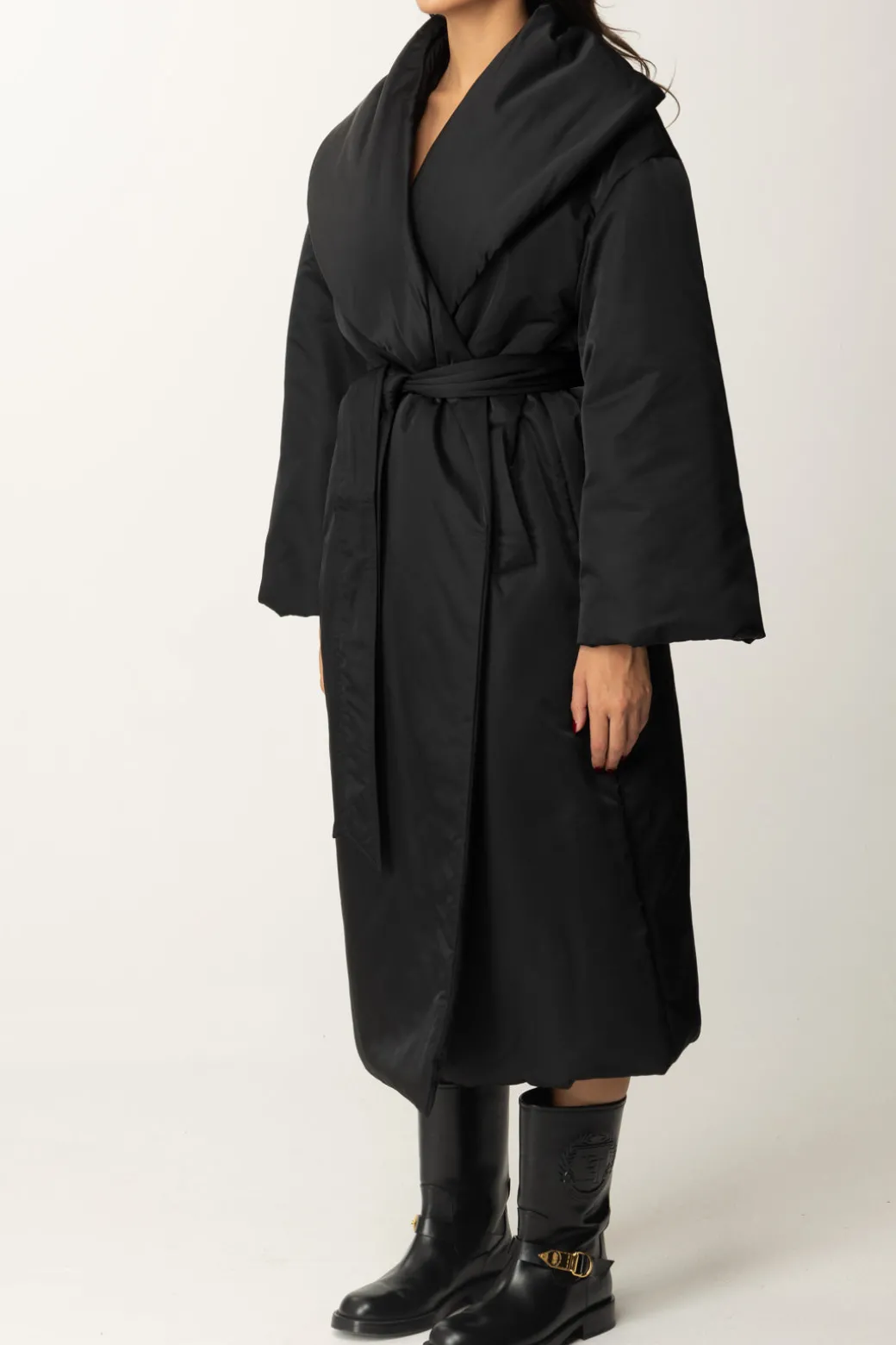 Elisabetta Franchi Piumino Lungo con Ampio ColloNERO