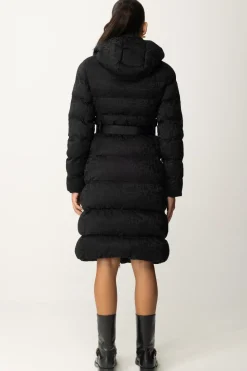 Elisabetta Franchi Piumino Lungo In Nylon LetteringNERO