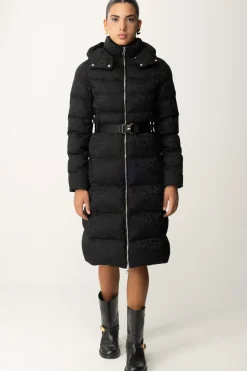 Elisabetta Franchi Piumino Lungo In Nylon LetteringNERO