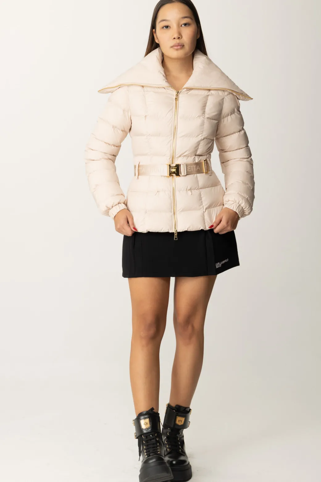 Elisabetta Franchi Piumino con Cintura e Maxi CollettoLATTICE