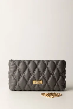 Elisabetta Franchi Pochette In Tessuto EmbossedSTEEL