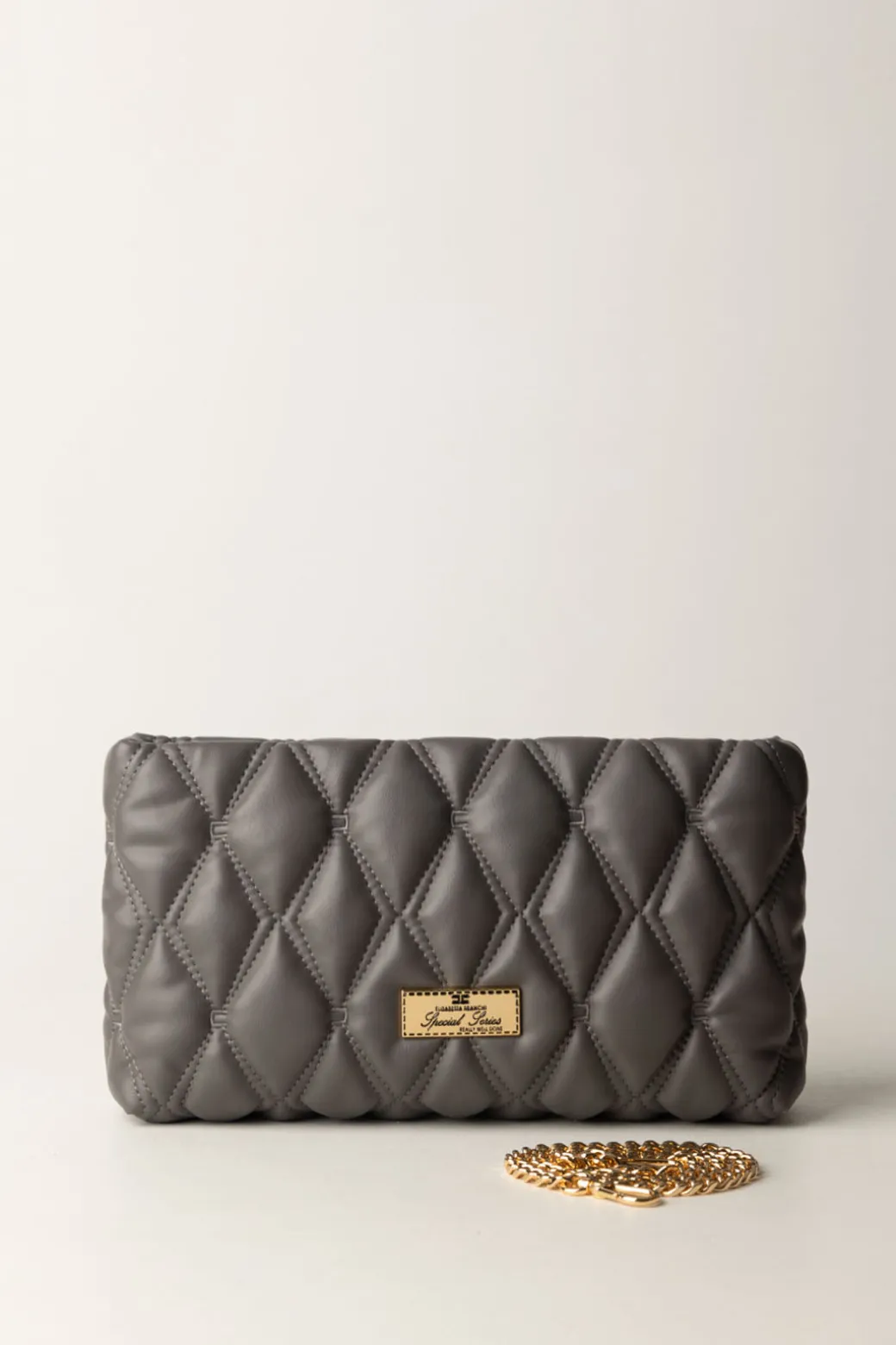 Elisabetta Franchi Pochette In Tessuto EmbossedSTEEL