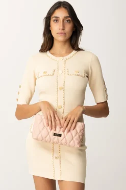 Elisabetta Franchi Pochette In Tessuto EmbossedCARNE