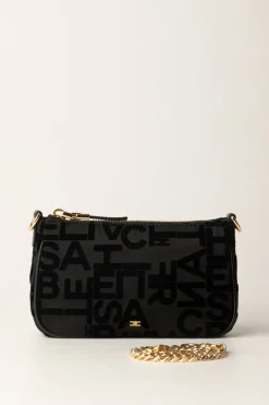 Elisabetta Franchi Pochette Lettering con TracollaNERO