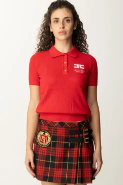 Elisabetta Franchi Polo In Maglia con Logo Special SeriesRED PASSION
