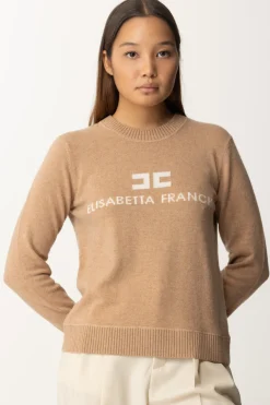Elisabetta Franchi Pullover In Misto CashmereCAMEL MELANGE/AVORIO