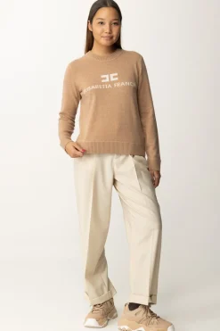 Elisabetta Franchi Pullover In Misto CashmereCAMEL MELANGE/AVORIO