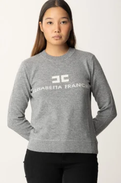 Elisabetta Franchi Pullover In Misto CashmereGRIGIO MELANGE/AVORIO