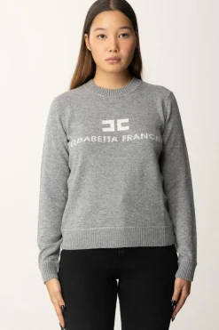 Elisabetta Franchi Pullover In Misto CashmereGRIGIO MELANGE/AVORIO