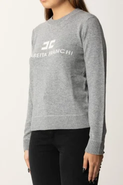 Elisabetta Franchi Pullover In Misto CashmereGRIGIO MELANGE/AVORIO