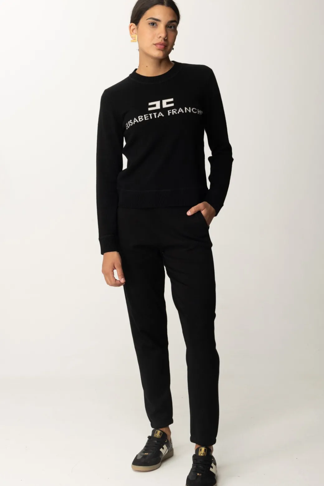 Elisabetta Franchi Pullover In Misto CashmereNERO/BURRO