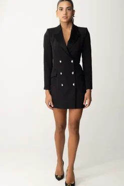 Elisabetta Franchi Robe Manteau In Crêpe Stretch con Revers In RasoNERO