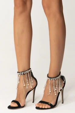 Elisabetta Franchi Sandali con Catena Di Strass e PerleNERO
