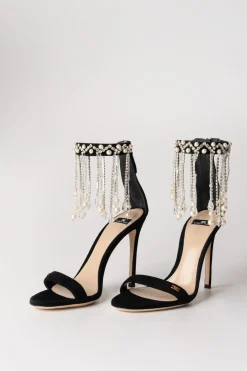Elisabetta Franchi Sandali con Catena Di Strass e PerleNERO