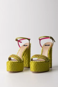 Elisabetta Franchi Sandalo Plateau In VellutoOLIVE OIL