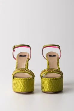 Elisabetta Franchi Sandalo Plateau In VellutoOLIVE OIL