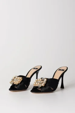 Elisabetta Franchi Sandali Slider In RasoNERO