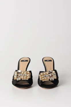Elisabetta Franchi Sandali Slider In RasoNERO