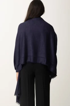 Elisabetta Franchi Sciarpa In Viscosa con Logo LetteringNAVY