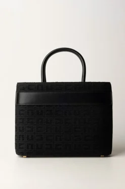 Elisabetta Franchi Shopper Grande In Tessuto Jacquard con MorsettoNERO