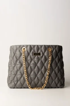 Elisabetta Franchi Shopper In Tessuto Embossed con Manici In CatenaSTEEL