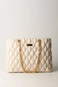 Elisabetta Franchi Shopper In Tessuto Embossed con Manici In CatenaLATTICE