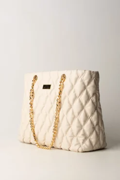 Elisabetta Franchi Shopper In Tessuto Embossed con Manici In CatenaLATTICE