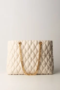 Elisabetta Franchi Shopper In Tessuto Embossed con Manici In CatenaLATTICE