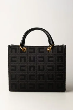 Elisabetta Franchi Shopper Grande In Tessuto Jacquard con CharmsNERO