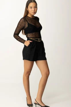 Elisabetta Franchi Short In Tweed LaminatoNERO