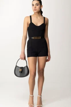 Elisabetta Franchi Shorts con Piping e CinturaNERO
