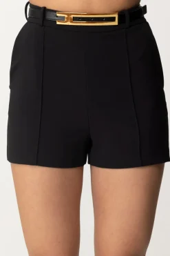 Elisabetta Franchi Shorts con Piping e CinturaNERO