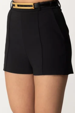 Elisabetta Franchi Shorts con Piping e CinturaNERO