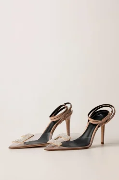 Elisabetta Franchi Slingback con Pvc e Logo StrassNUDO