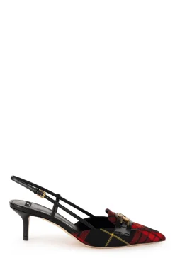 Elisabetta Franchi Slingback In Tartan con MorsettoNERO/RED PASSION
