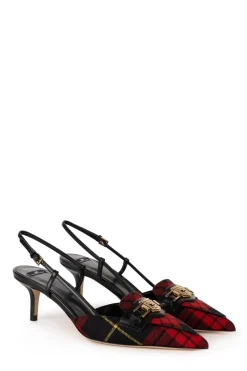 Elisabetta Franchi Slingback In Tartan con MorsettoNERO/RED PASSION