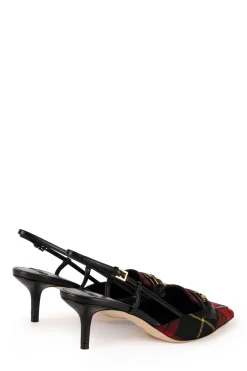 Elisabetta Franchi Slingback In Tartan con MorsettoNERO/RED PASSION